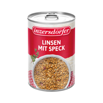 Inzersdorfer Linsen mit Speck, 400 Gramm Dose